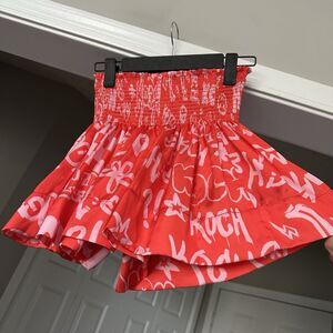 KOCH Erica Skirt Limited Edition Logo Print Red Skort Shorts Size XS Pleated
